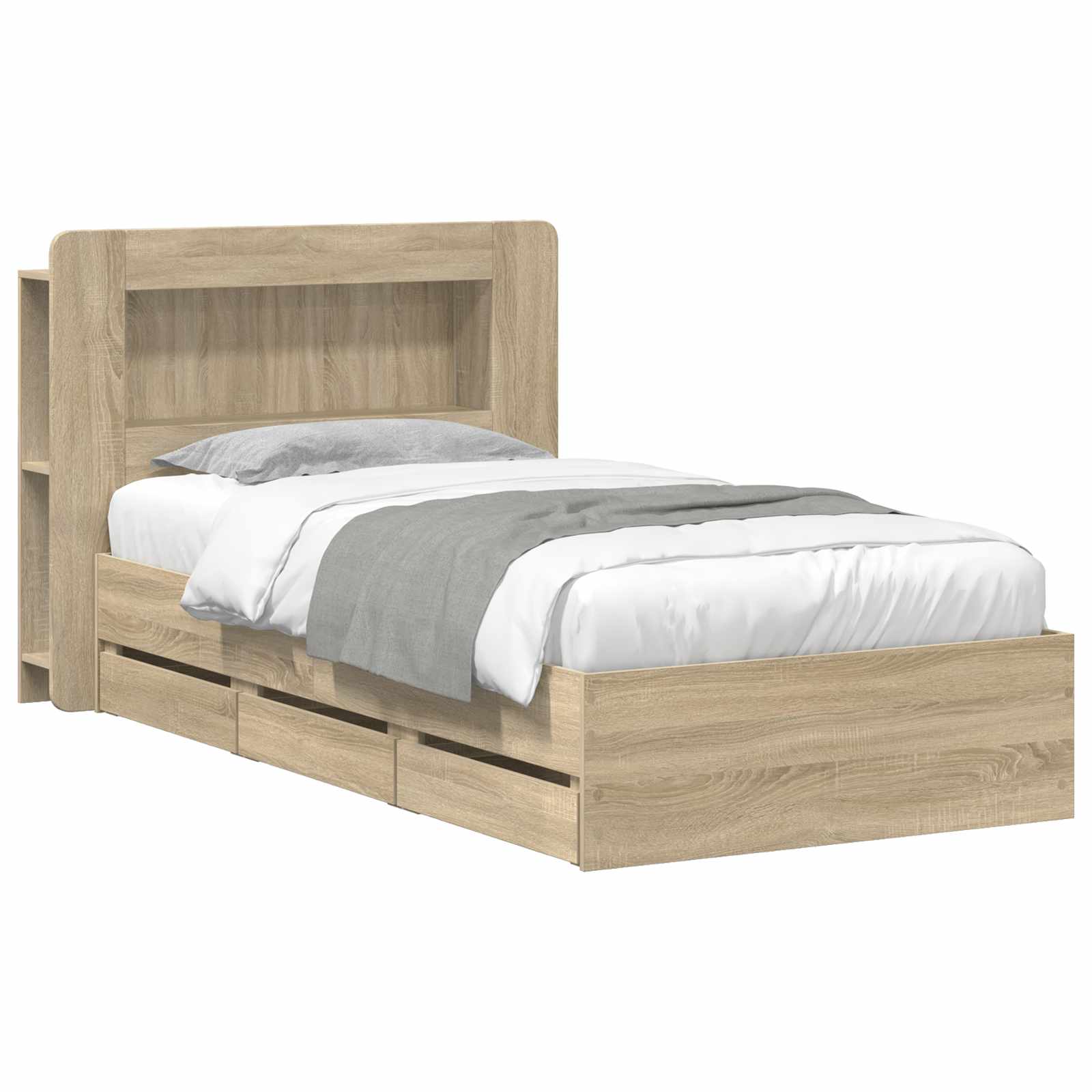 Sängram med förvaring Sonoma-ek 75 x 190 cm Konstruerat trä