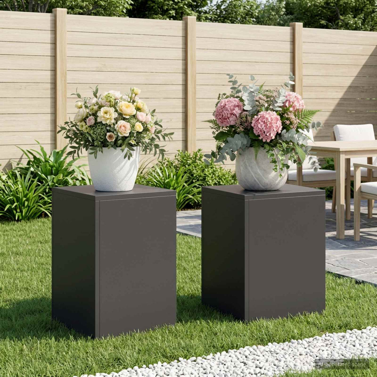 Växtställ 2 pcs Svart 30 x 30 x 40 cm Stål
