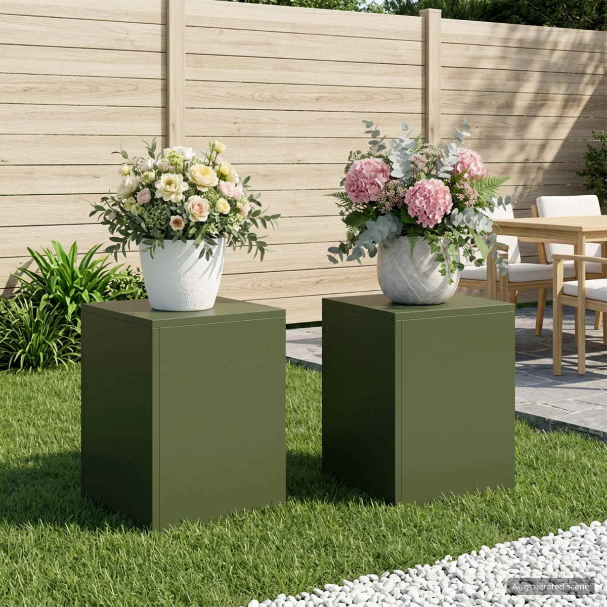 Växtställ 2 pcs Olivgrön 30 x 30 x 40 cm Stål