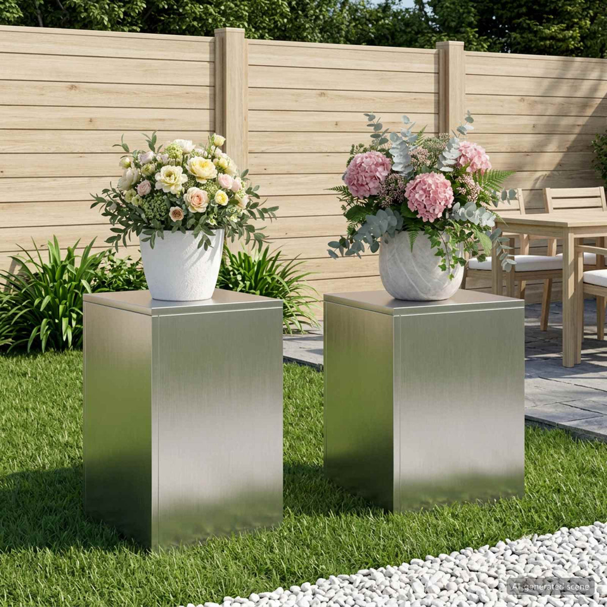 Växtställ 2 pcs Silver 30 x 30 x 40 cm Stål