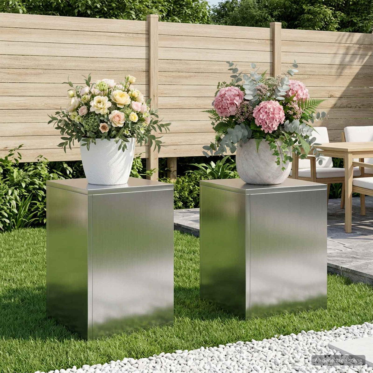 Växtställ 2 pcs Silver 30 x 30 x 40 cm Rostfritt stål