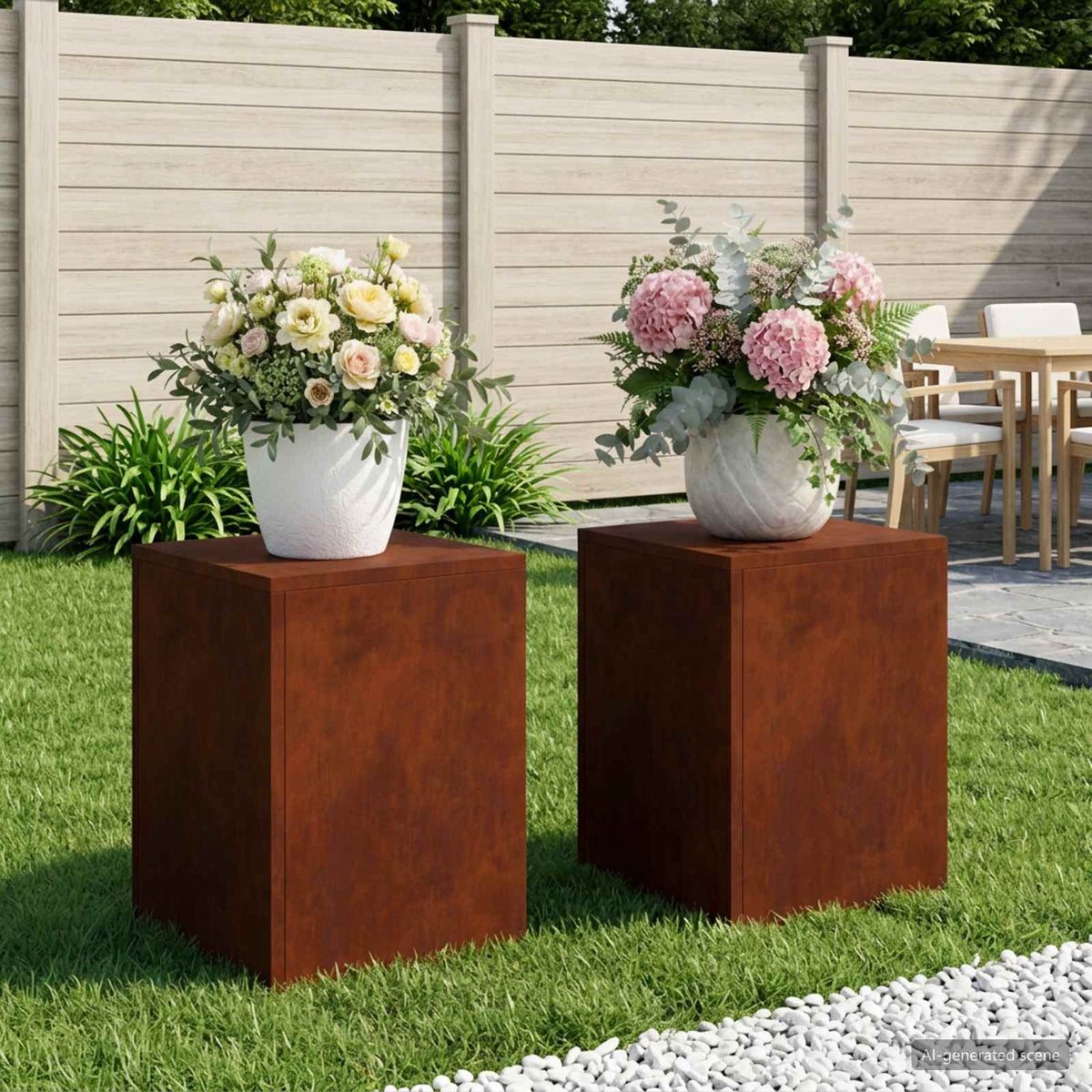 Växtställ 2 pcs Rostig 30 x 30 x 40 cm Väderbeständig stål