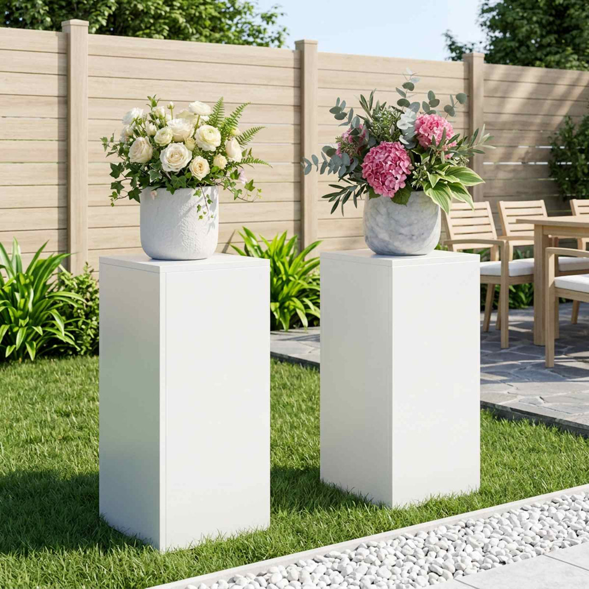 Växtställ 2 pcs Vit 30 x 30 x 60 cm Stål