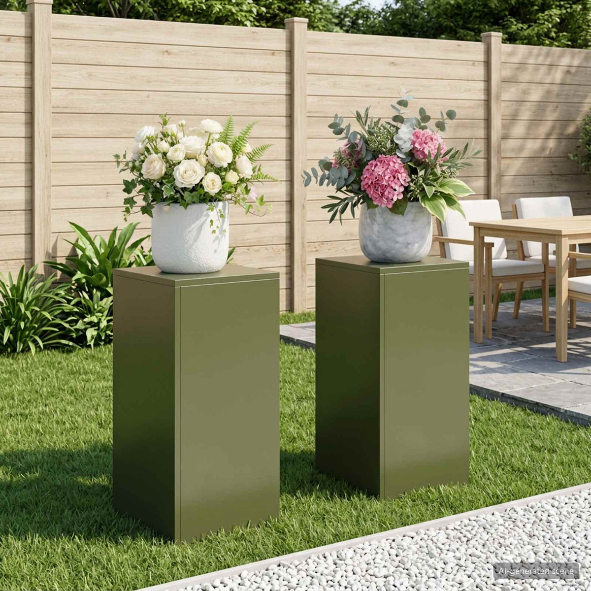 Växtställ 2 pcs Olivgrön 30 x 30 x 60 cm Stål