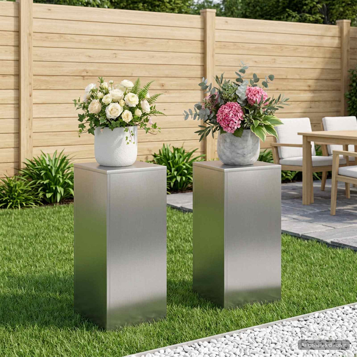 Växtställ 2 pcs Silver 30 x 30 x 60 cm Rostfritt stål
