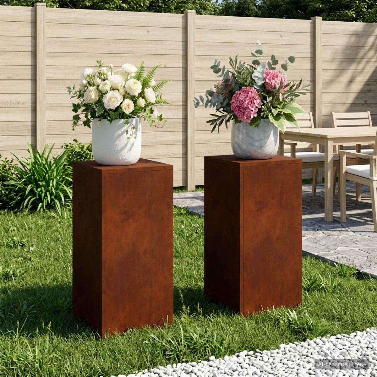 Växtställ 2 pcs Rostig 30 x 30 x 60 cm Väderbeständig stål