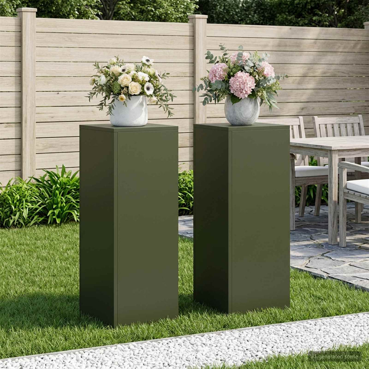 Växtställ 2 pcs Olivgrön 30 x 30 x 80 cm Stål