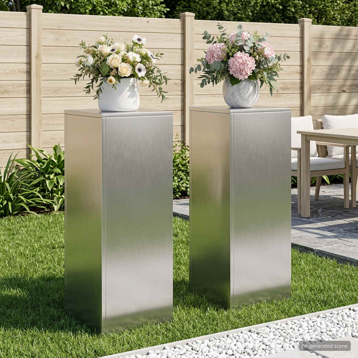 Växtställ 2 pcs Silver 30 x 30 x 80 cm Stål