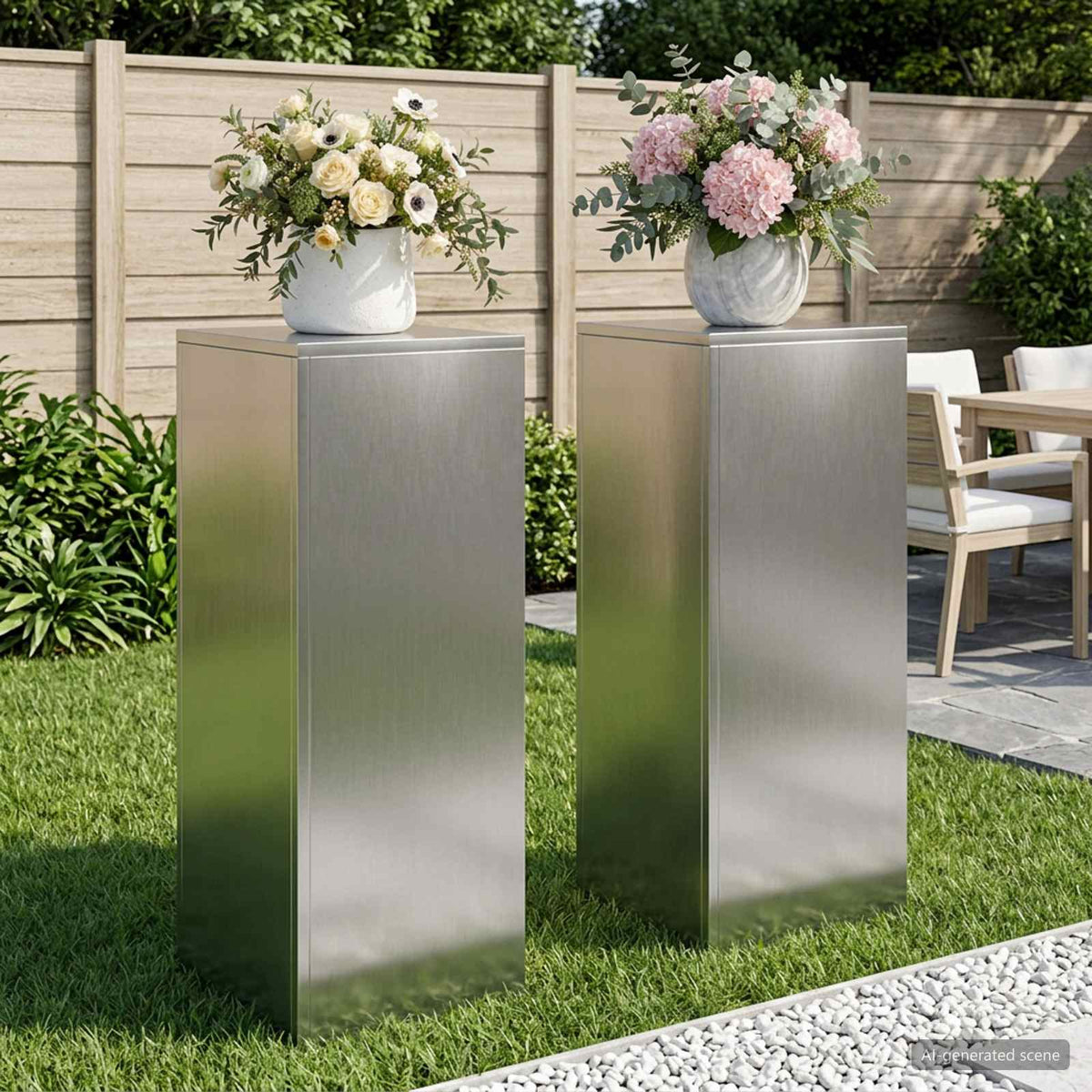 Växtställ 2 pcs Silver 30 x 30 x 80 cm Rostfritt stål