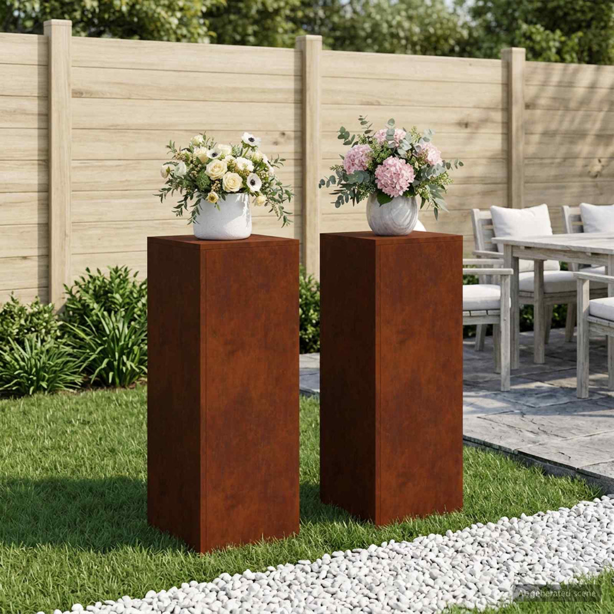 Växtställ 2 pcs Rostig 30 x 30 x 80 cm Väderbeständig stål