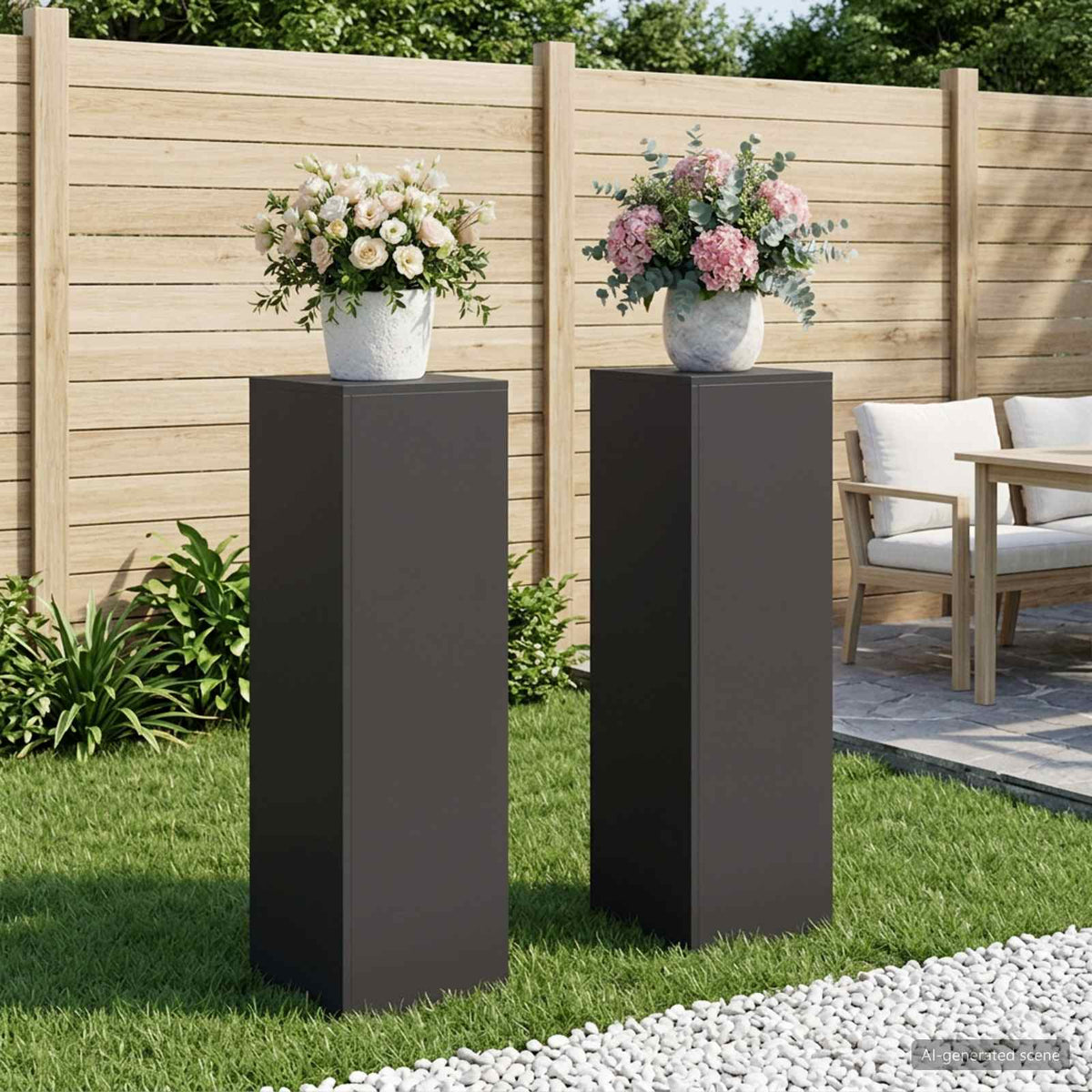 Växtställ 2 pcs Svart 30 x 30 x 100 cm Stål