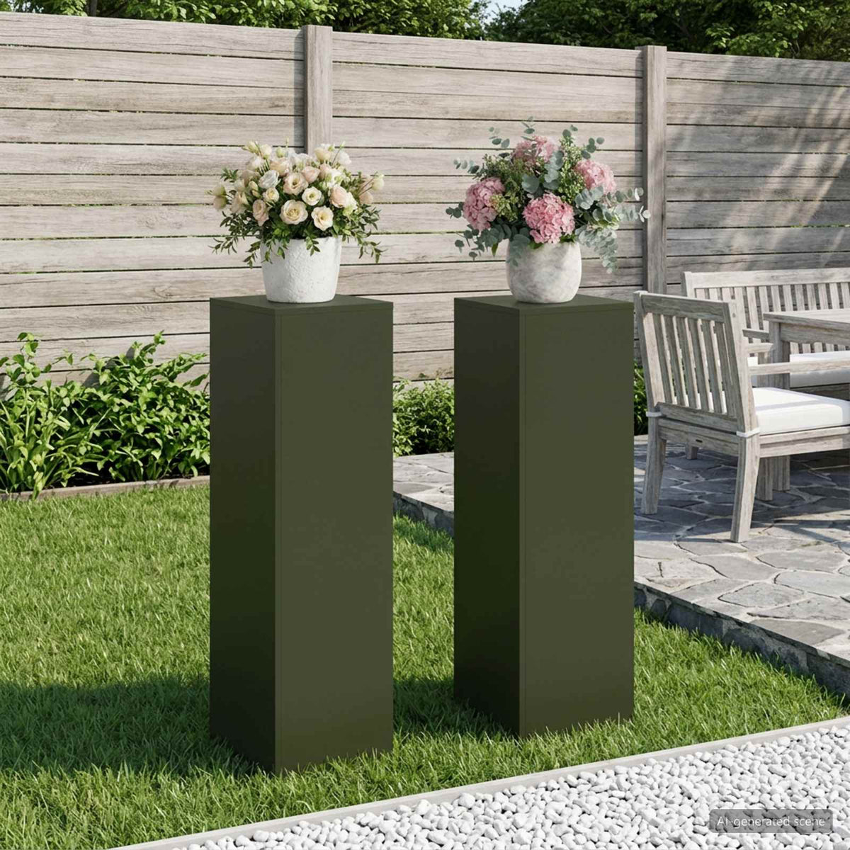 Växtställ 2 pcs Olivgrön 30 x 30 x 100 cm Stål