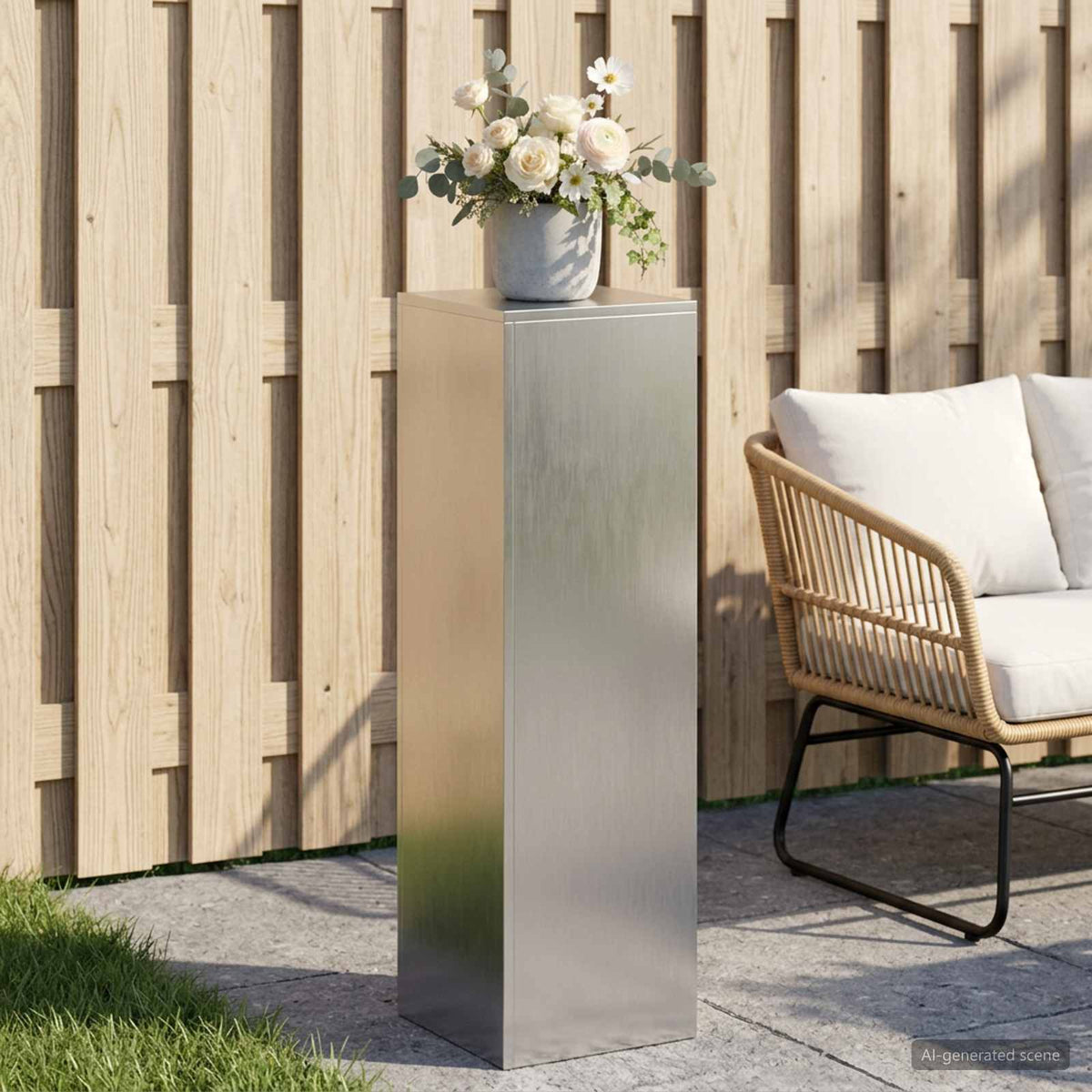 Växtställ Silver 30 x 30 x 100 cm Stål