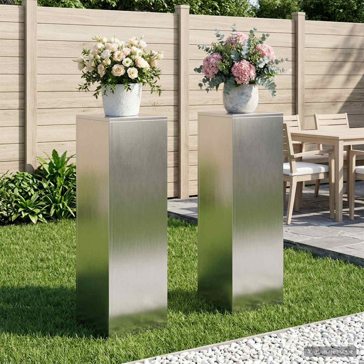 Växtställ 2 pcs Silver 30 x 30 x 100 cm Stål