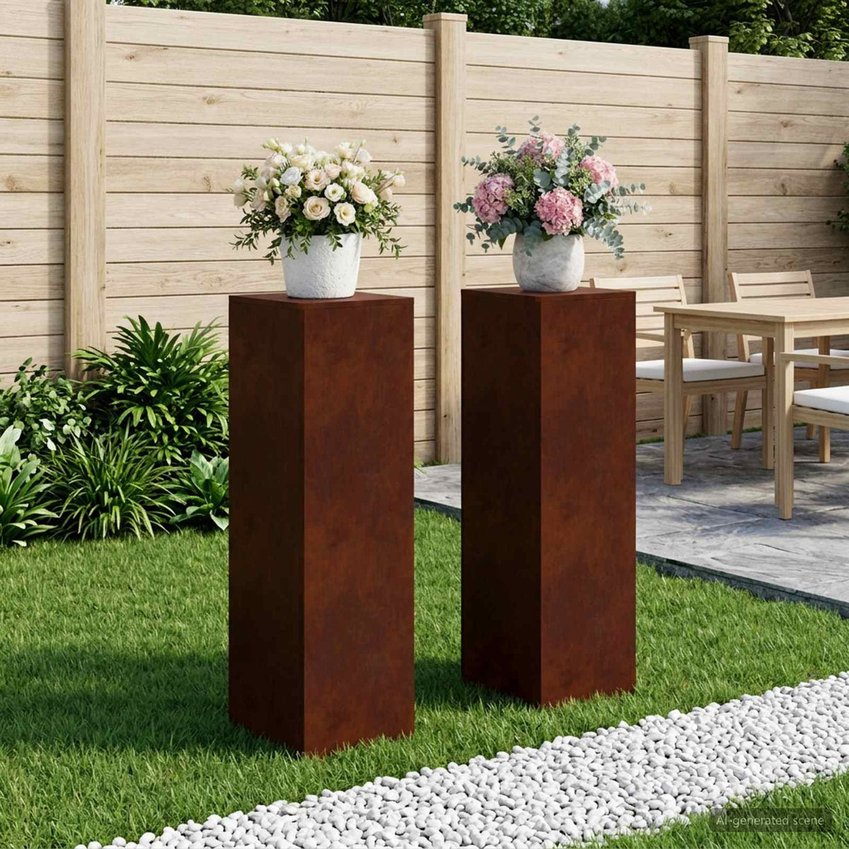 Växtställ 2 pcs Rostig 30 x 30 x 100 cm Väderbeständig stål