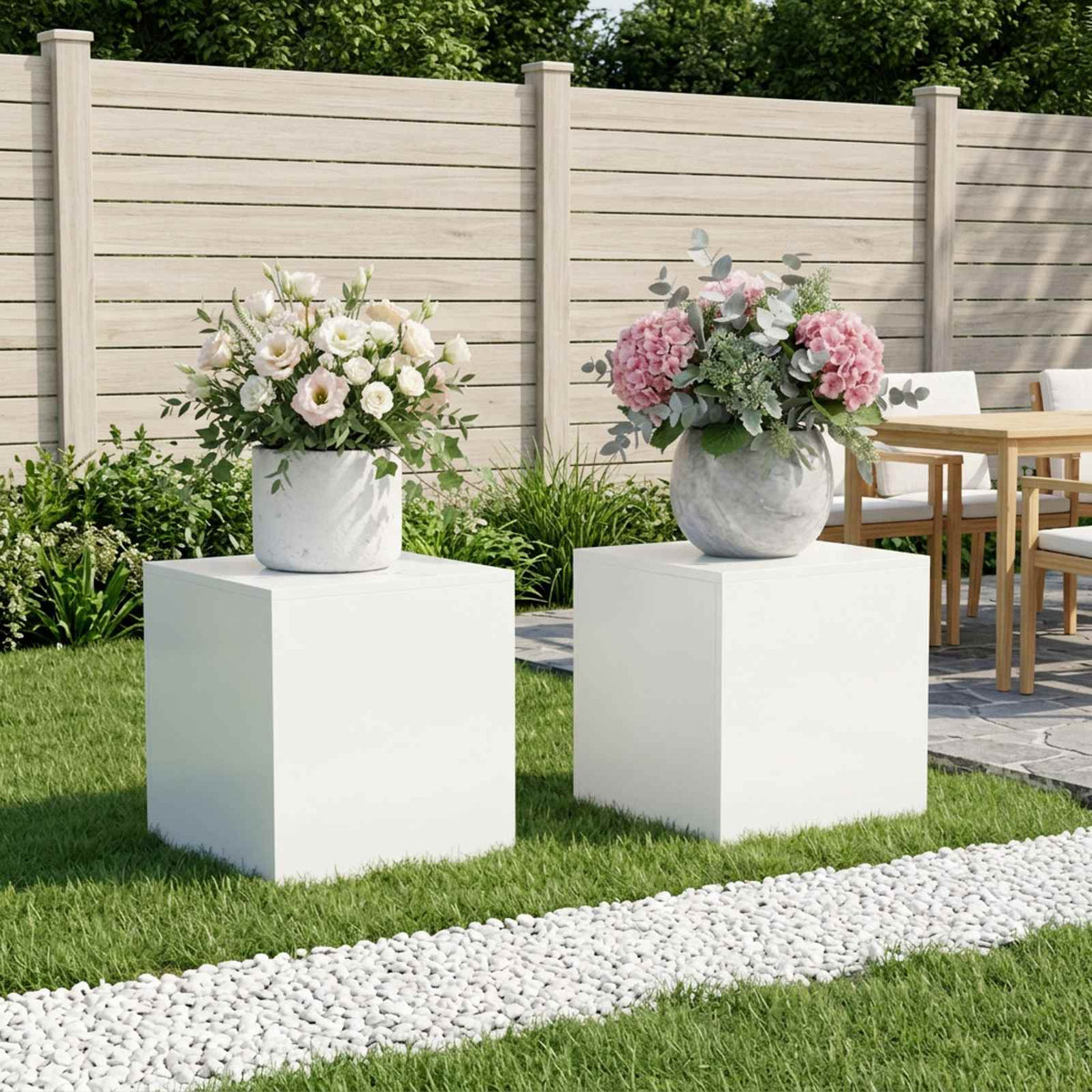 Växtställ 2 pcs Vit 40 x 40 x 40 cm Stål