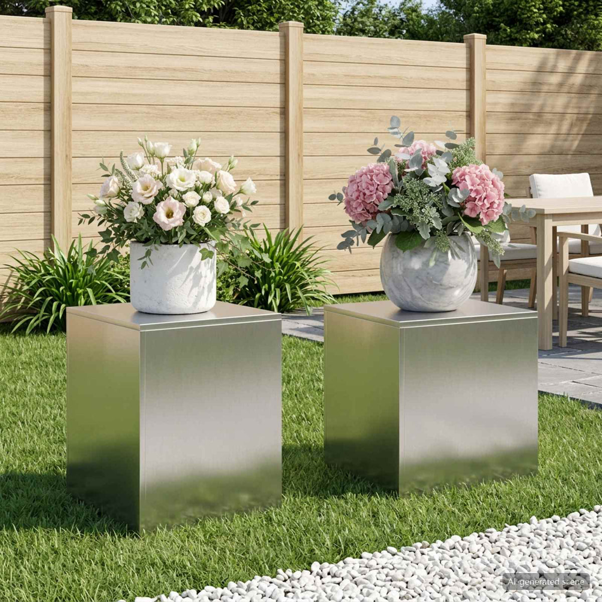 Växtställ 2 pcs Silver 40 x 40 x 40 cm Stål