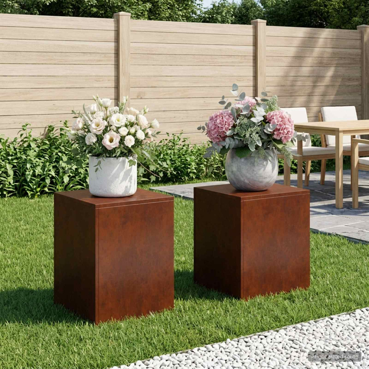 Växtställ 2 pcs Rostig 40 x 40 x 40 cm Väderbeständig stål