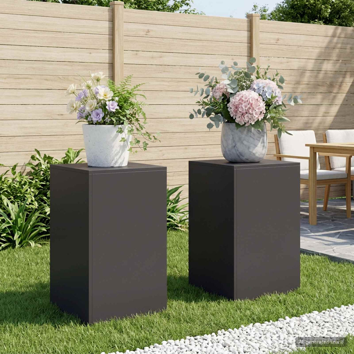 Växtställ 2 pcs Svart 40 x 40 x 60 cm Stål