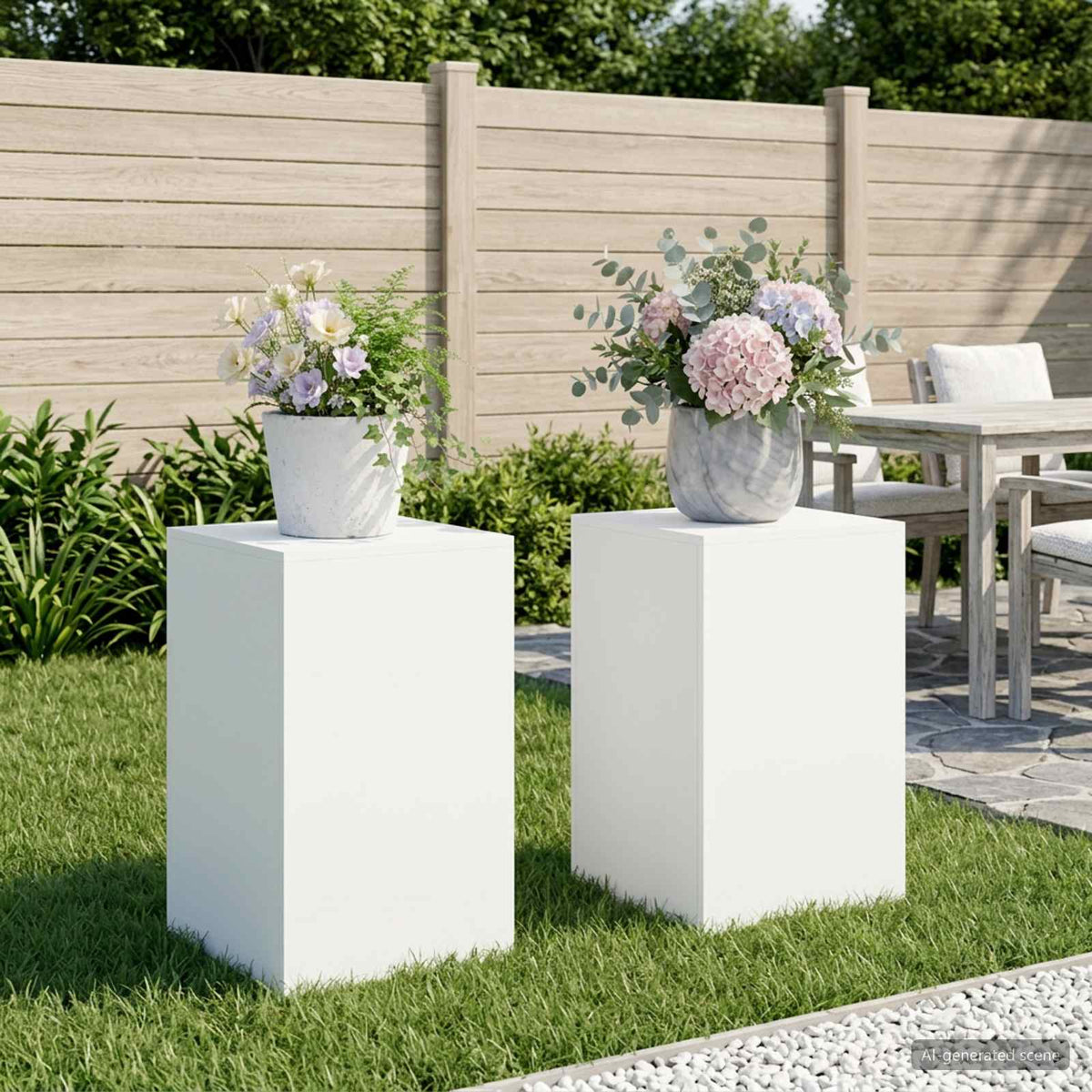 Växtställ 2 pcs Vit 40 x 40 x 60 cm Stål