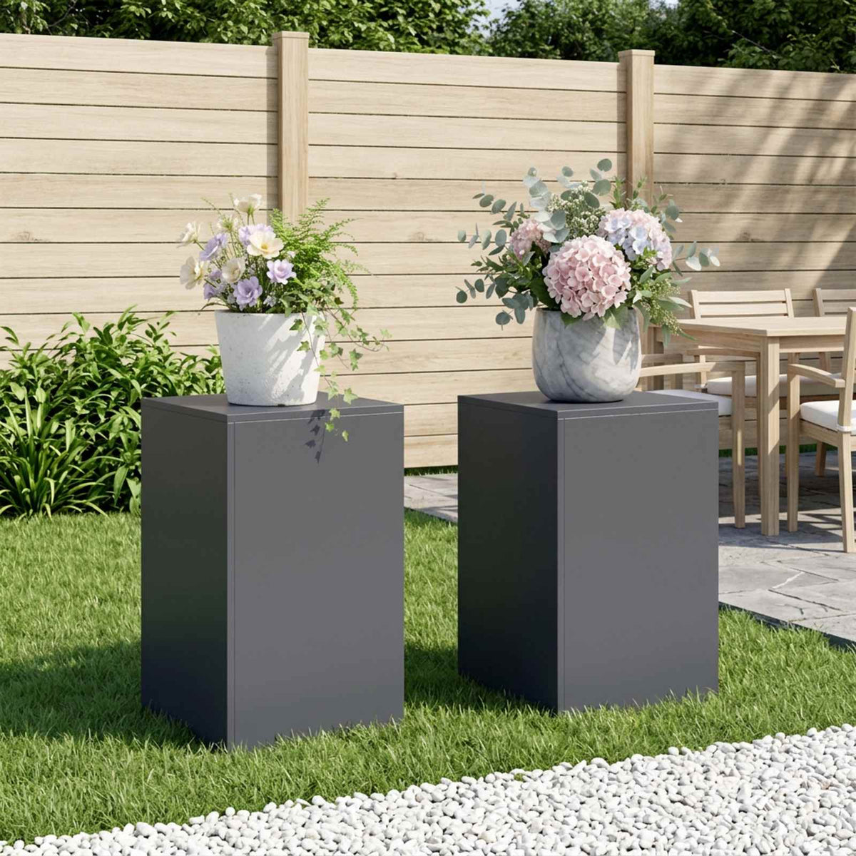 Växtställ 2 pcs Antracit 40 x 40 x 60 cm Galvaniserat stål