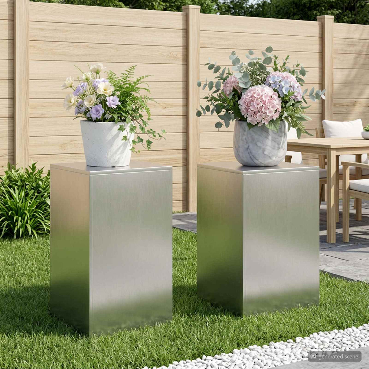 Växtställ 2 pcs Silver 40 x 40 x 60 cm Stål