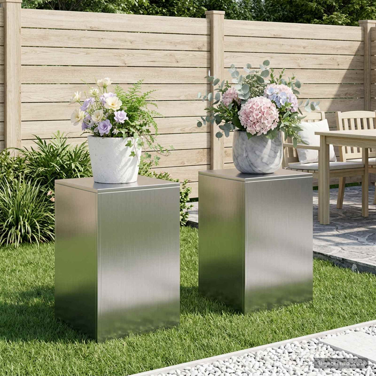 Växtställ 2 pcs Silver 40 x 40 x 60 cm Rostfritt stål