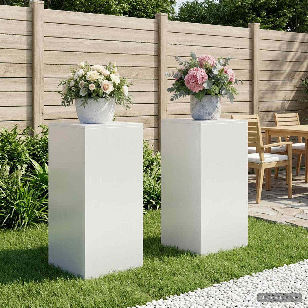Växtställ 2 pcs Vit 40 x 40 x 80 cm Stål