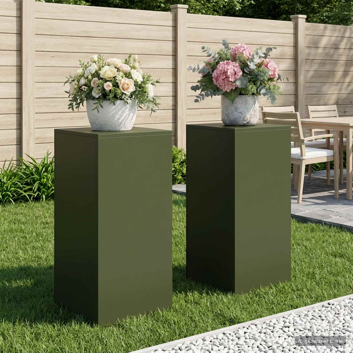 Växtställ 2 pcs Olivgrön 40 x 40 x 80 cm Stål