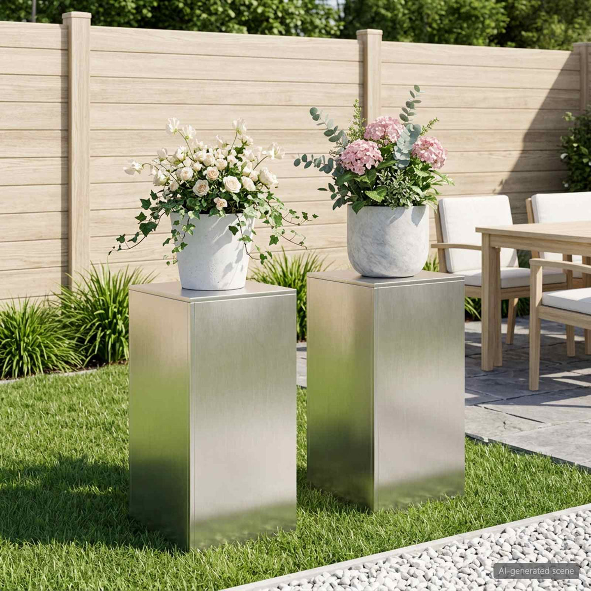 Växtställ 2 pcs Silver 40 x 40 x 80 cm Stål
