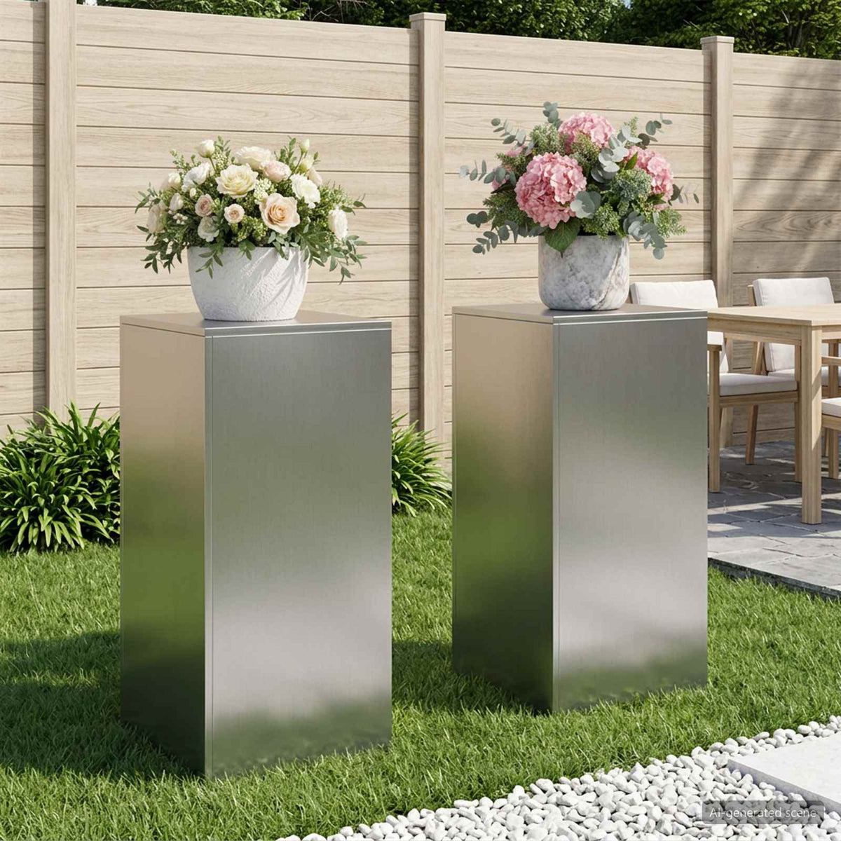 Växtställ 2 pcs Silver 40 x 40 x 80 cm Rostfritt stål