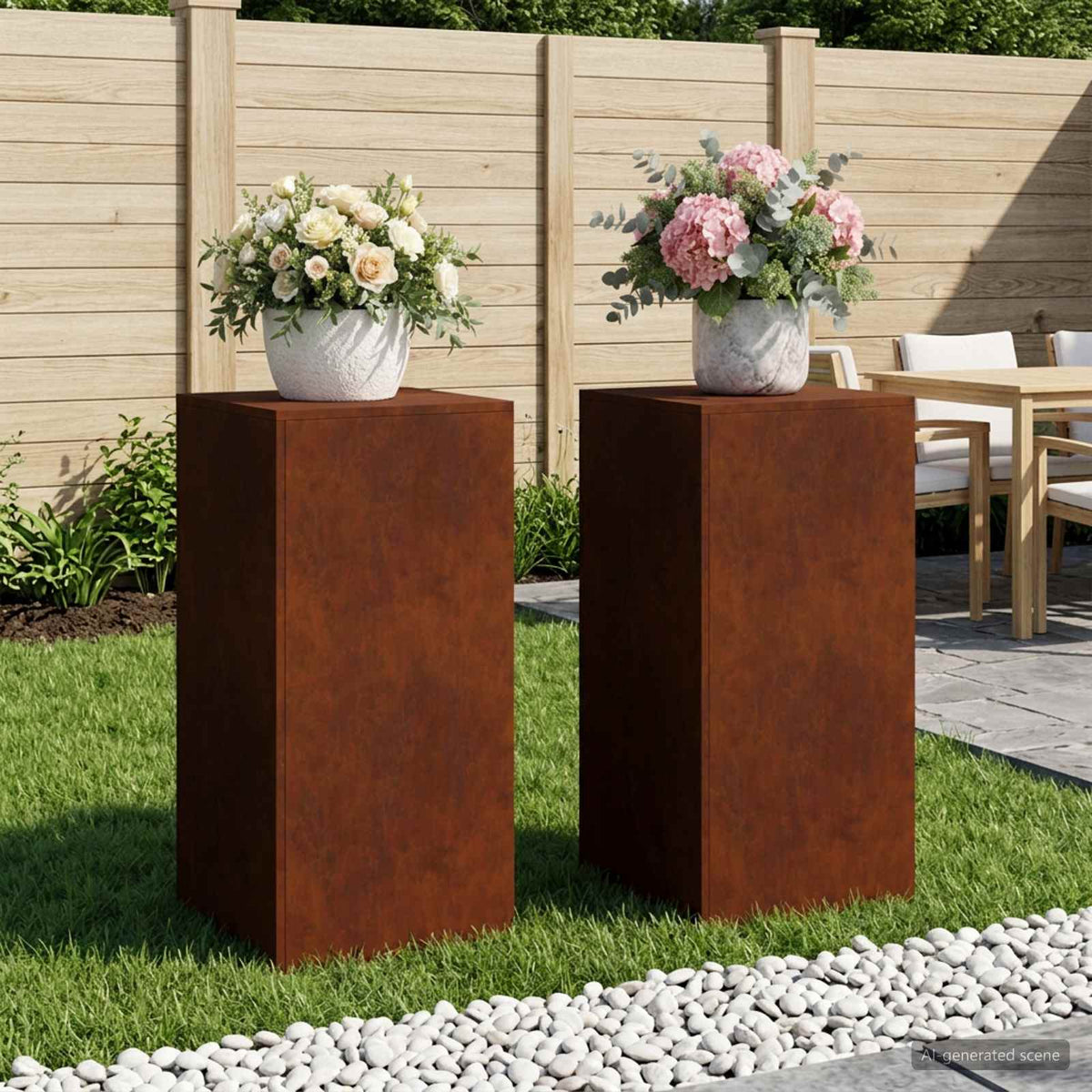 Växtställ 2 pcs Rostig 40 x 40 x 80 cm Väderbeständig stål