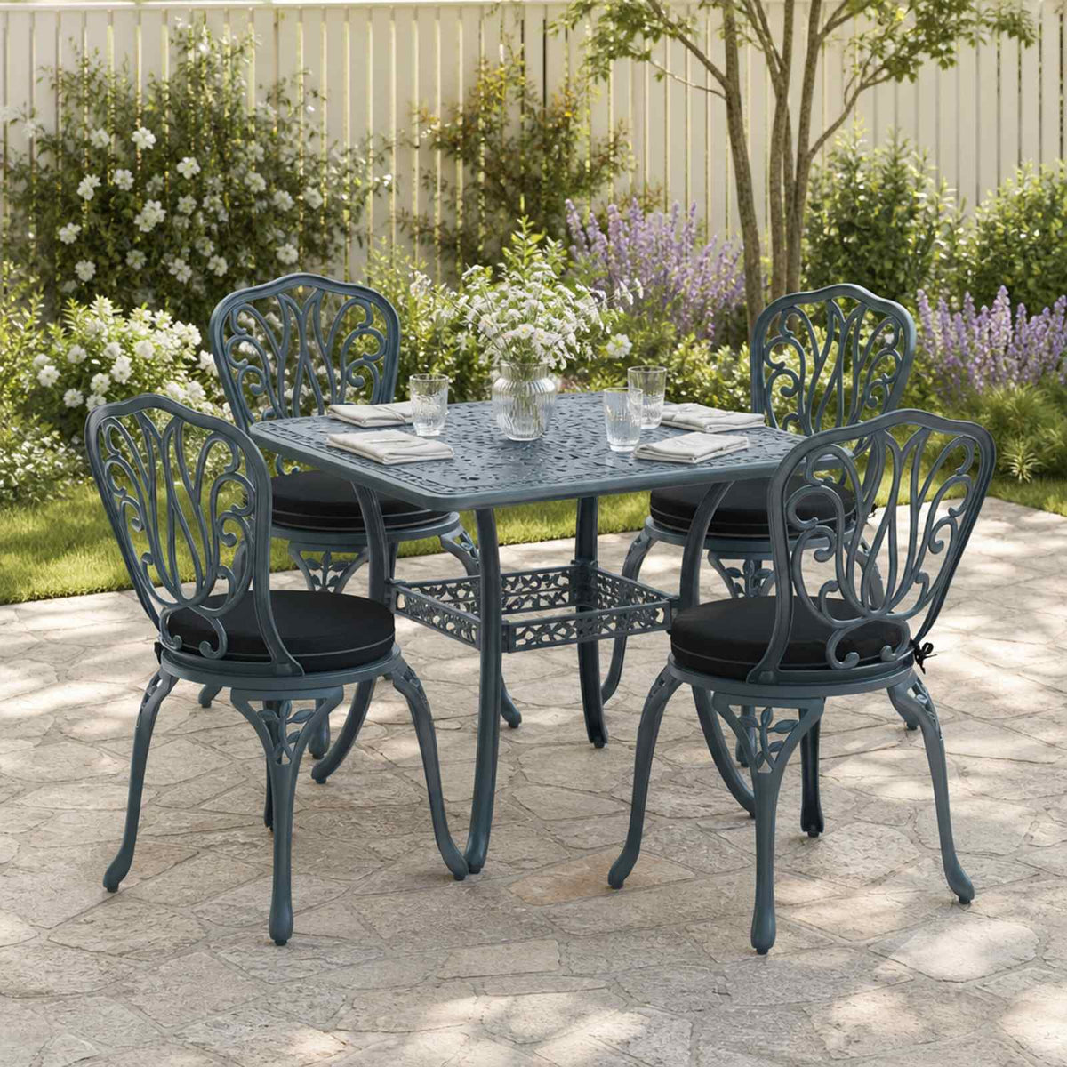 4-delade Sittdynor SOEST 4 st 100% Polyester Svart Ø 40 x 7 cm