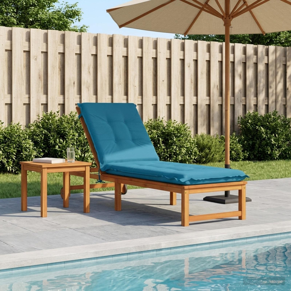 Solstol Kudde GEMERT 100% Polyester Ljusblå 190 x 50 x 9 cm
