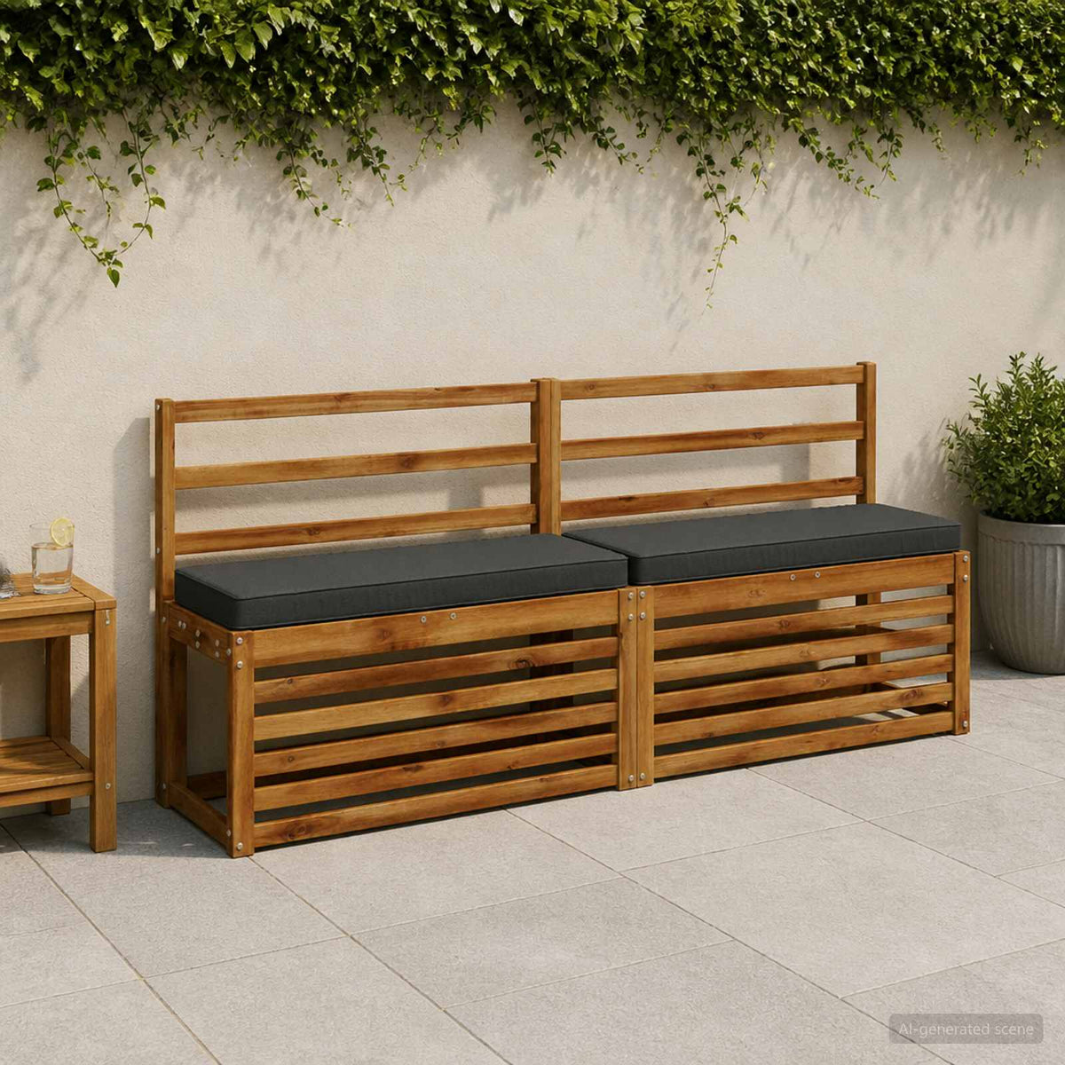 1-delad Bänk Kudde VUGHT 100% Polyester Antracit 60 x 30 x 5 cm