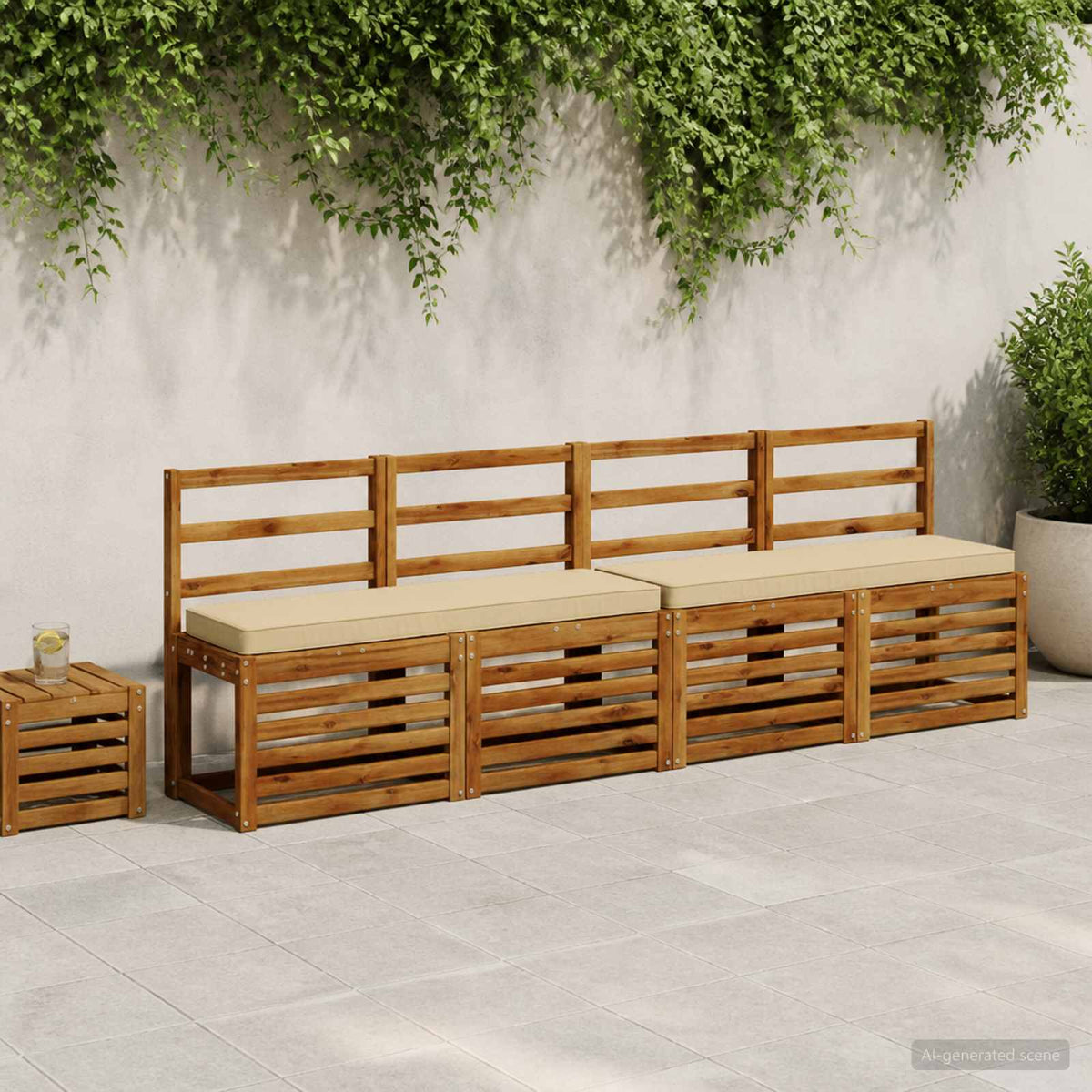1-delad Bänk Kudde VUGHT 100% Polyester Beige 100 x 30 x 5 cm