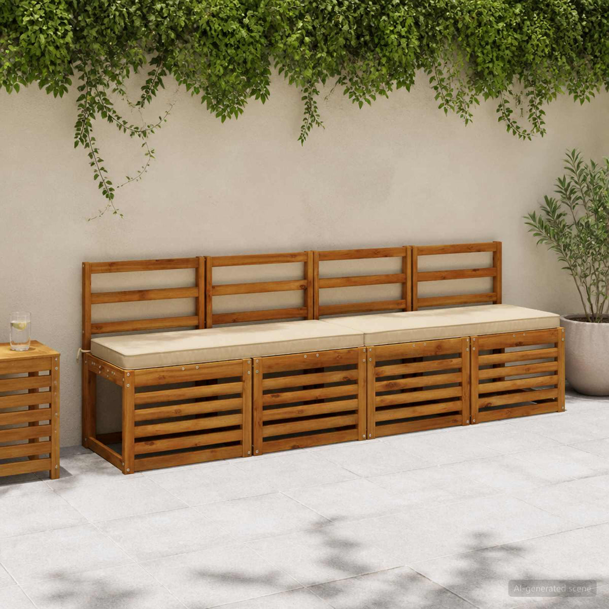 1-delad Bänk Kudde VUGHT 100% Polyester Beige 100 x 40 x 5 cm