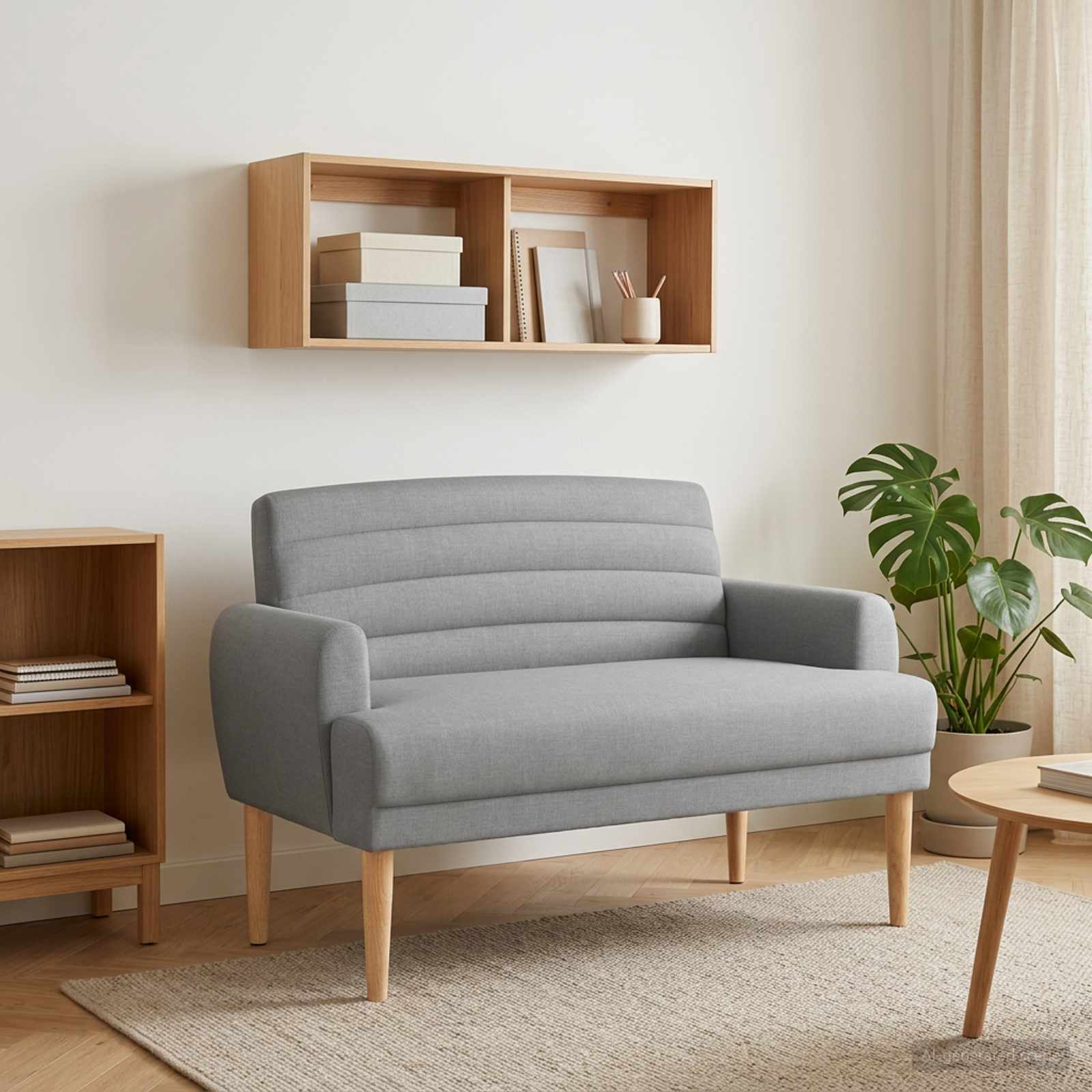 Loveseat med knapprapport Ljusgrå 116 x 67 x 80 cm Tyg