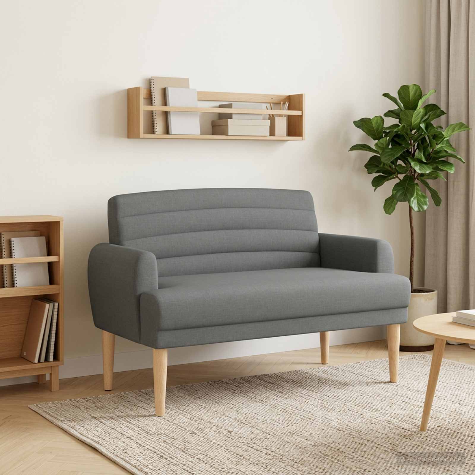 Loveseat med knapprapport Mörkgrå 116 x 67 x 80 cm Tyg