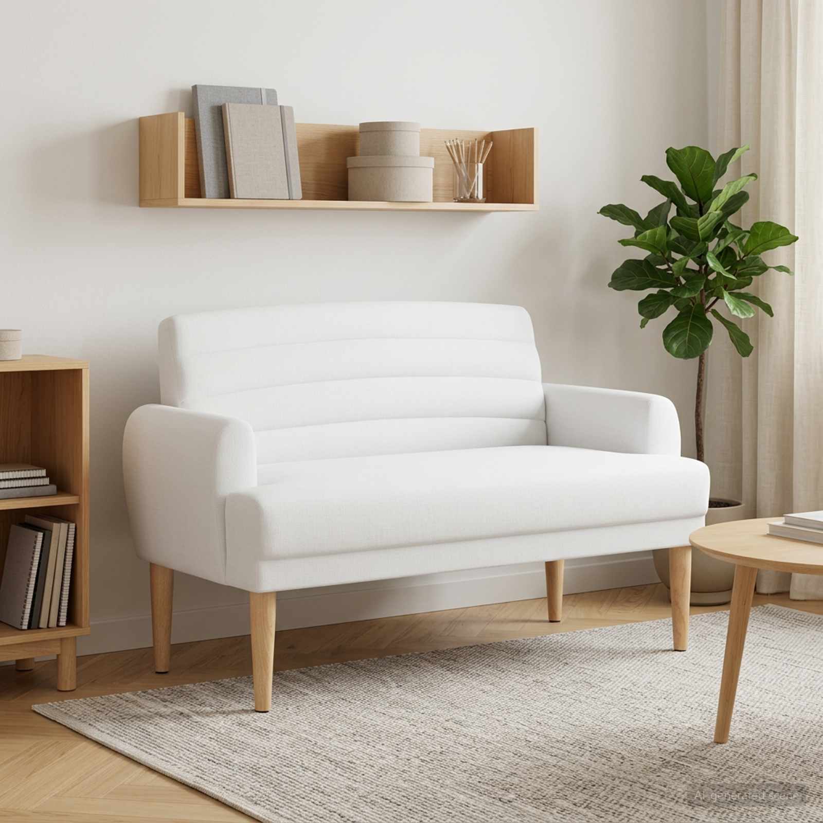 Loveseat med knapprapport Vit 116 x 67 x 80 cm Tyg