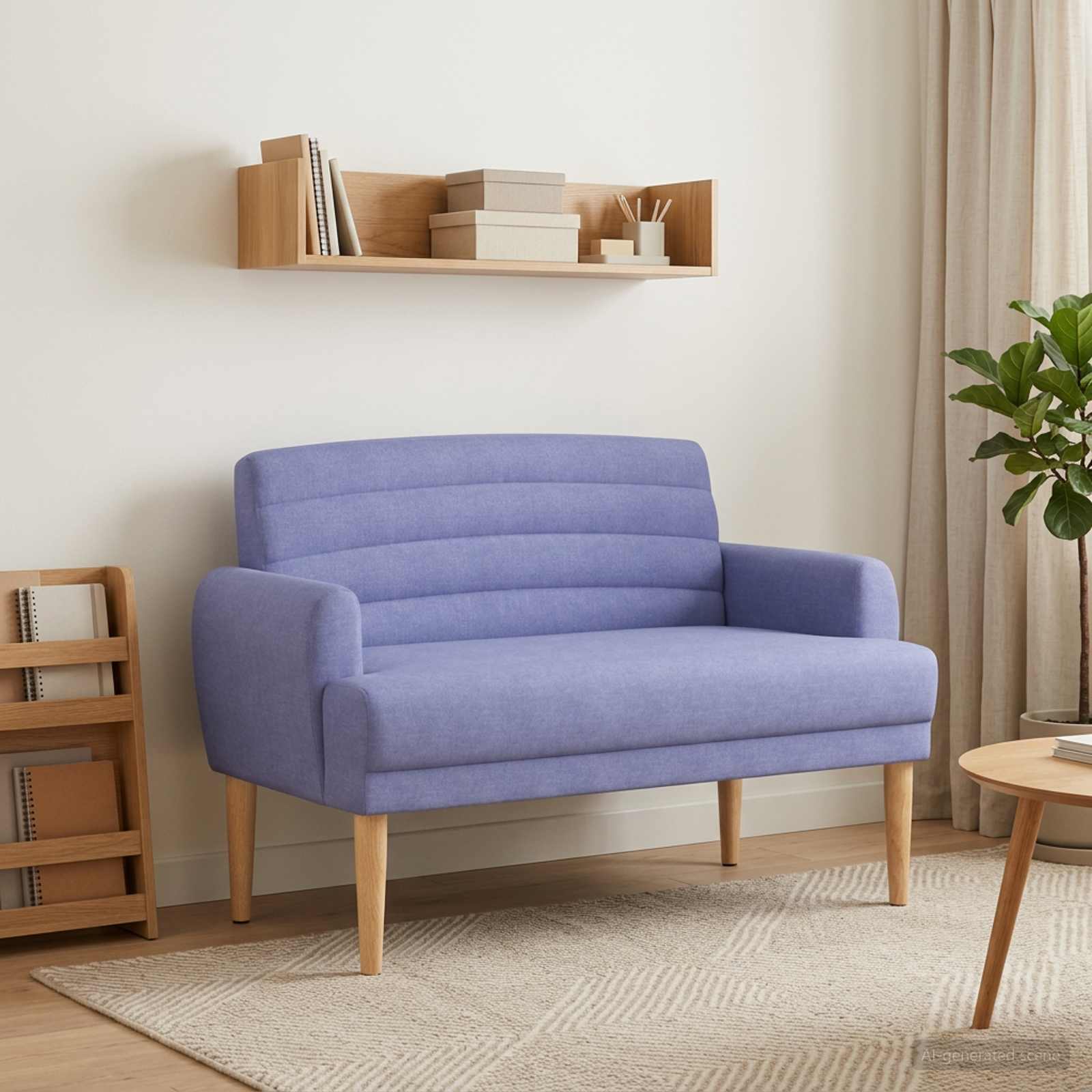 Loveseat med knapprapport Jeansblå 116 x 67 x 80 cm Tyg