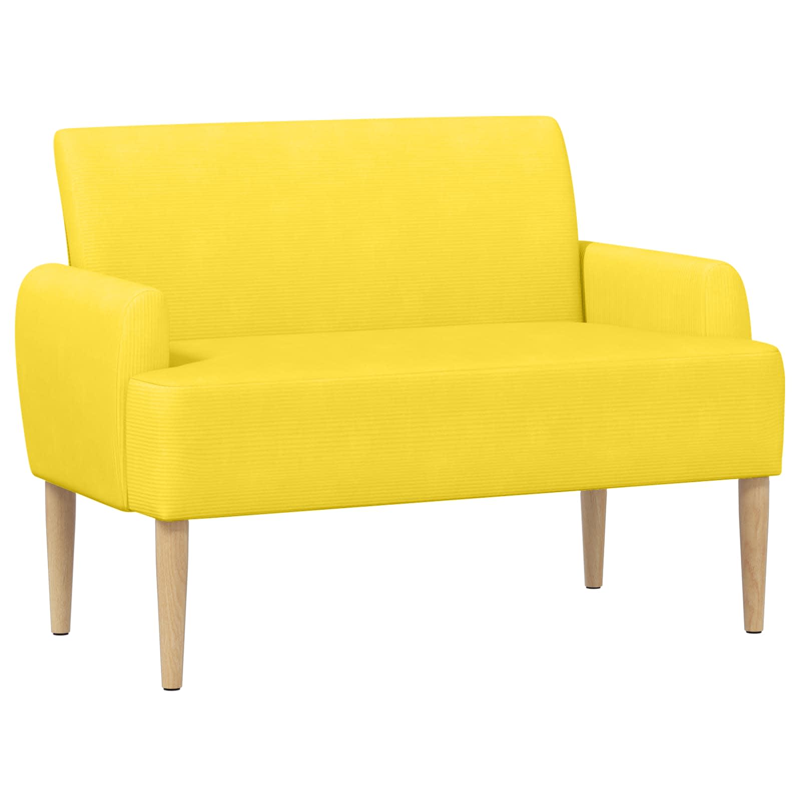 Loveseat med knapprapport Ljusgul 116 x 67 x 81 cm Kordread tyg