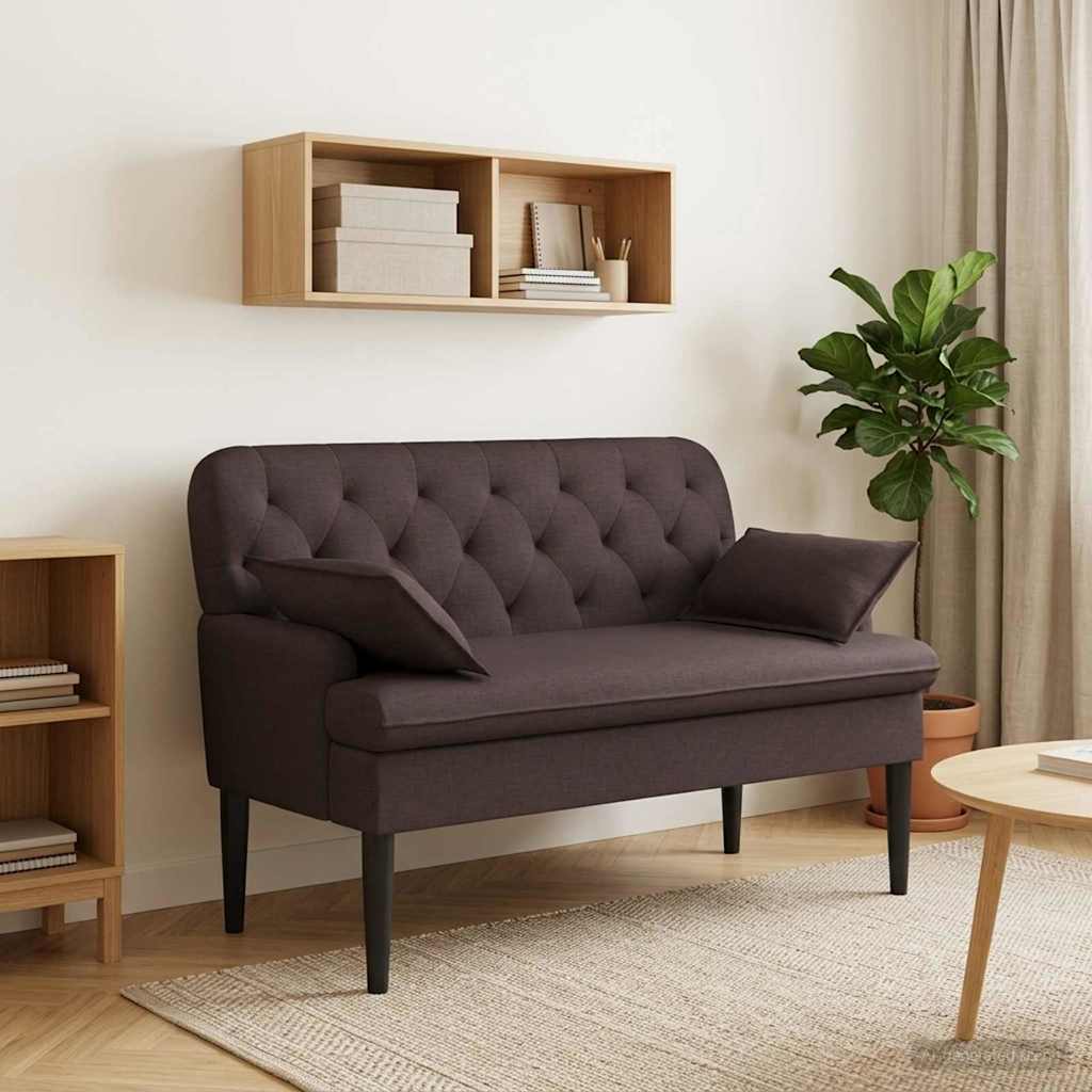 Loveseat med knapprapport Mörkbrun 111 x 68 x 80 cm Tyg