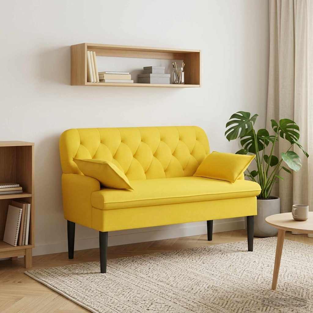 Loveseat med knapprapport Ljus Gul 111 x 68 x 80 cm Tyg