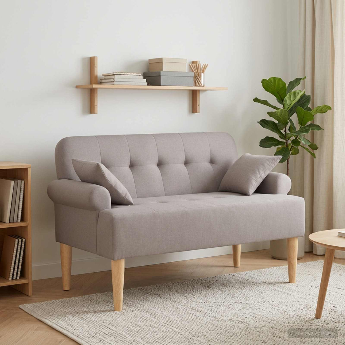 Loveseat med knapprapport Taupe 120 x 65 x 79 cm Tyg