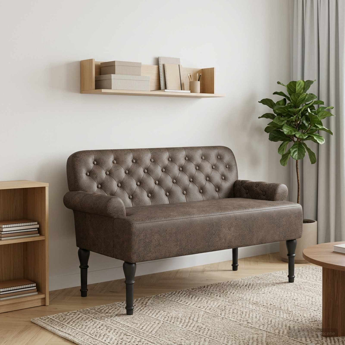 Loveseat med knapprapport Mörkgrå 120 x 65 x 78 cm