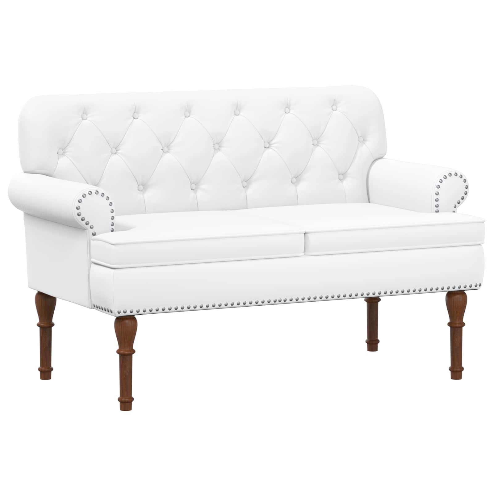 Loveseat med knapprapport Vit 120 x 65 x 77 cm Konstläder