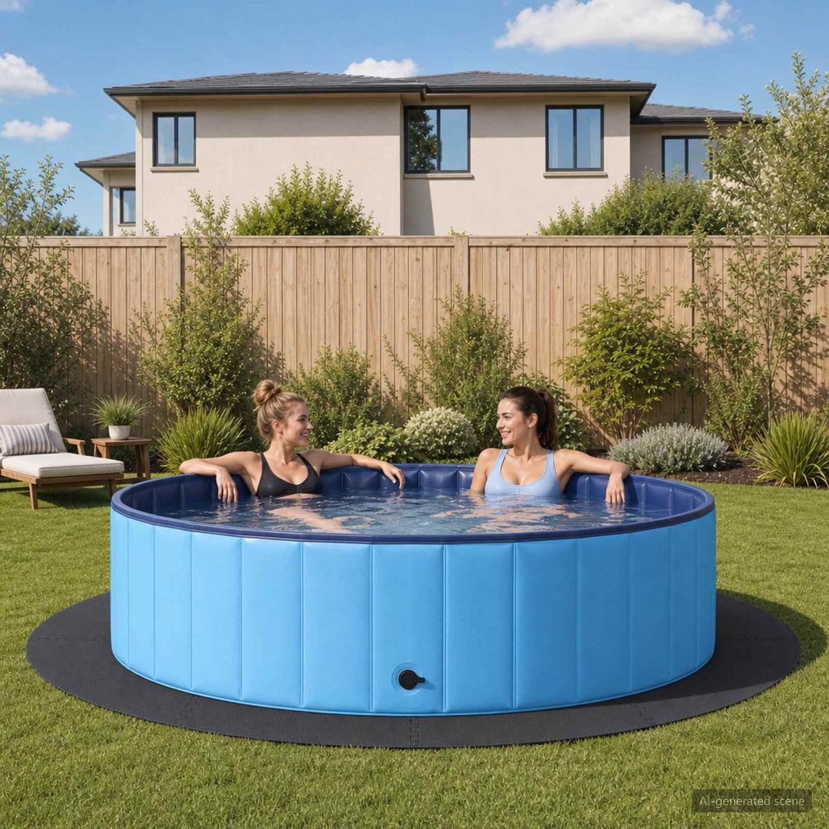 Pool grundmatta 16 st Ø 235 cm Rund EVA-skum Svart
