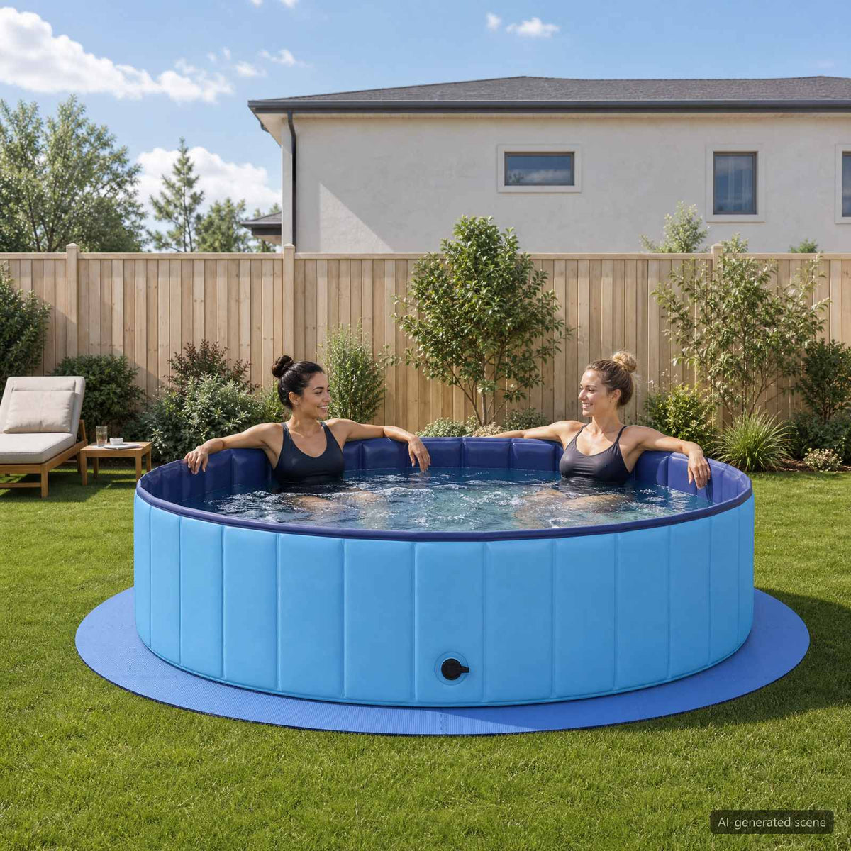Pool grundmatta 16 st Ø 235 cm Rund EVA-skum Blå