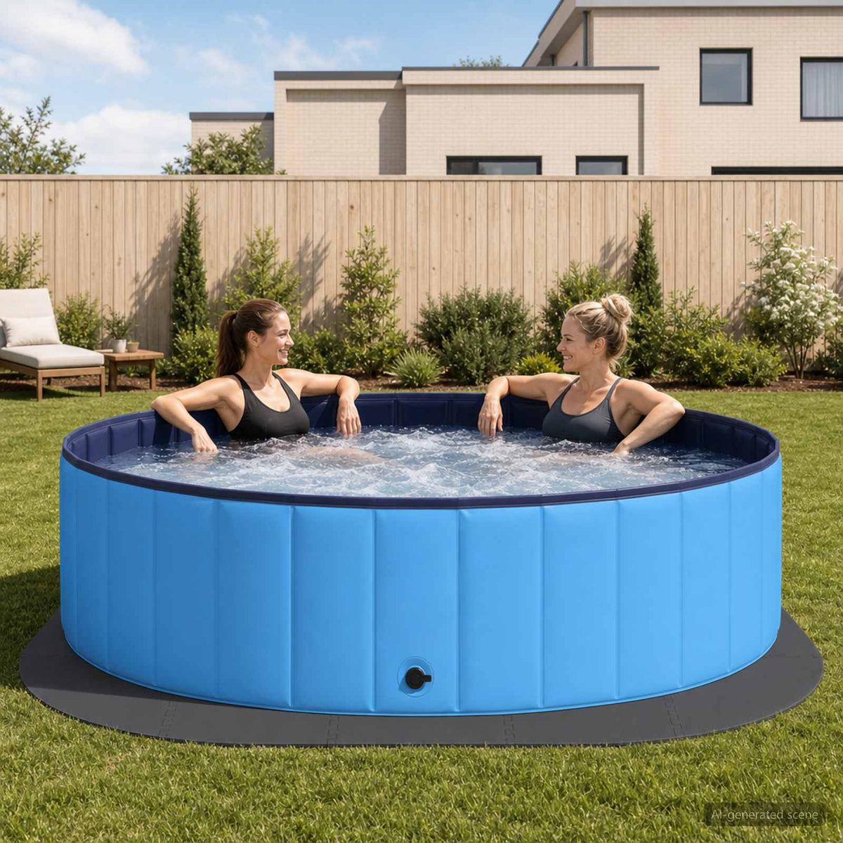 Pool grundmatta 25 st Ø 292 cm Rund EVA-skum Svart